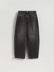 Jeansy barrel leg - szary. Szare jeansy Reserved, bez wzorów. Za 149.99 zł.