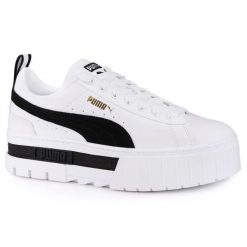 Buty damskie sneakersy sportowe Puma MAYZE LTHR. Białe obuwie sportowe Puma, bez zapięcia, trekkingowe. W wyprzedaży za 199.00 zł.