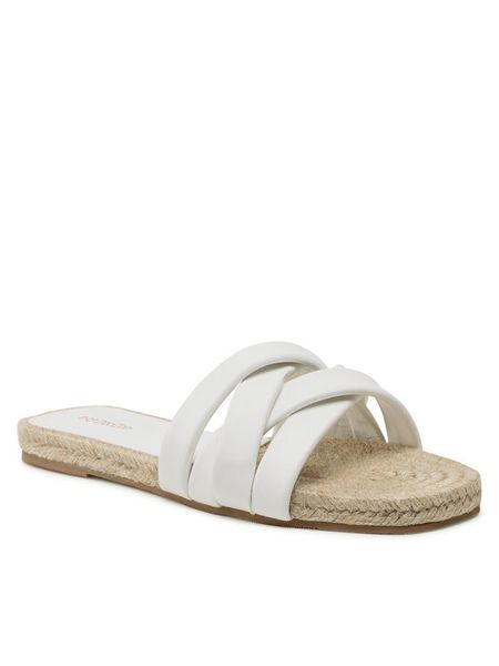 DeeZee Espadryle HXH06220102 Biały. Białe espadryle DeeZee, bez wzorów, ze skóry, bez obcasa, bez zapięcia. Za 99.99 zł.