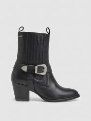 Pepe Jeans FOOTWEAR Skórzane botki "Luna Rock" w kolorze czarnym rozmiar: 37. Czarne botki Pepe Jeans FOOTWEAR, bez wzorów, z jeansu, bez obcasa, bez zapięcia. Za 189.29 zł.