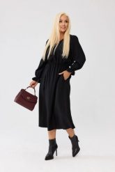 Czarna klasyczna sukienka Marlen MIDI - z gumką w pasie i kieszeniami PLUS SIZE XXL OVERSIZE JESIEŃ. Czarne sukienki Moda Size Plus Iwanek, do pracy, na jesień, plus size, bez wzorów, z lyocellu, biznesowe, bez kołnierzyka, plus size, bez ramiączek, midi, oversize. Za 329.90 zł.