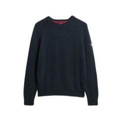 Damski sweter z okrągłym dekoltem Superdry slouchy. Niebieskie swetry Superdry, na zimę, bez wzorów, z dzianiny, bez ramiączek. Za 274.45 zł.
