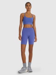 4F Legginsy kolarki treningowe damskie - granatowe XS. Niebieskie legginsy 4f, s, bez wzorów, z dzianiny, z podwyższonym stanem, krótkie. Za 99.99 zł.