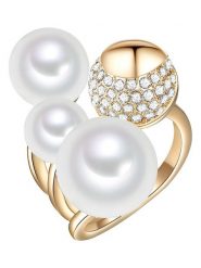 Yamato Pearls Pozłacany pierścionek z perłami rozmiar: 54. Białe pierścionki Yamato Pearls, z cyrkonią, pozłacane. Za 140.86 zł.