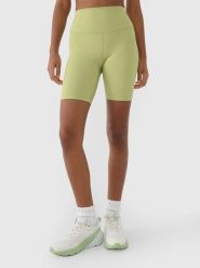 SPODENKI DAMSKIE 4F TRENINGOWE LEGGINSY KRÓTKIE KOLARKI KOLOR ZIELONY. Zielone legginsy 4f, l, bez wzorów, z materiału, na fitness i siłownię. Za 99.99 zł.
