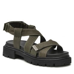 Sandały G-Star Raw. Zielone sandały G-Star Raw, bez wzorów, retro, bez obcasa, na płaskiej podeszwie, bez zapięcia. Za 239.99 zł.