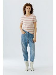 Oui Koszulka w kolorze kremowo-jasnoróżowym rozmiar: 40. Różowe bluzki Oui, bez wzorów, z bawełny, bez kołnierzyka, bez ramiączek. Za 165.99 zł.