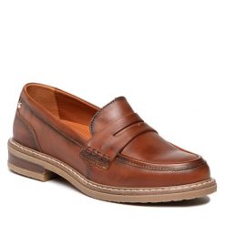 Lordsy Pikolinos. Brązowe lordsy Pikolinos, bez wzorów, bez obcasa, bez zapięcia. Za 309.99 zł.