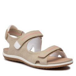 Sandały Geox. Brązowe sandały Geox, bez wzorów, bez obcasa, na płaskiej podeszwie, bez zapięcia. Za 299.99 zł.