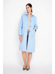 ASSUILI Płaszcz przejściowy w kolorze błękitnym rozmiar: 40. Niebieskie płaszcze Assuili, bez wzorów, z wełny, bez kaptura. Za 424.06 zł.