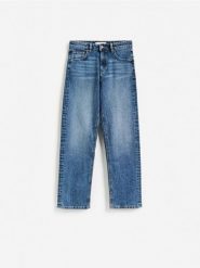 Jeansy straight petite - granatowy. Niebieskie jeansy Reserved, bez wzorów. Za 129.99 zł.