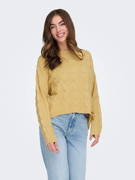 ONLY Sweter w kolorze żółtym rozmiar: L. Żółte swetry Only, l, bez wzorów, ze splotem, bez ramiączek. Za 109.00 zł.