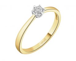 Pierścionek z żółtego złota z brylantem - 0,08 ct - próba 585. Żółte pierścionki Apart, z brylantem, złote. Za 2,590.00 zł.