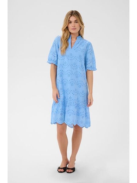 SAINT TROPEZ Sukienka w kolorze błękitnym rozmiar: L. Niebieskie sukienki Saint Tropez, l, bez wzorów, z bawełny, bez kołnierzyka, bez ramiączek, midi. Za 179.95 zł.