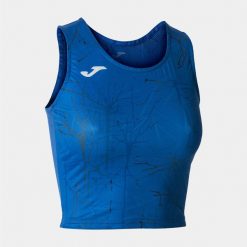 Tank top do biegania damski Joma Elite IX Crop top. Niebieskie topy Joma, xl, bez wzorów, bez kołnierzyka, bez ramiączek. W wyprzedaży za 88.15 zł.
