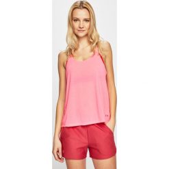 Under Armour - Top. Czerwone topy Under Armour, l, bez wzorów, z dzianiny, bez kołnierzyka, bez ramiączek. W wyprzedaży za 89.90 zł.