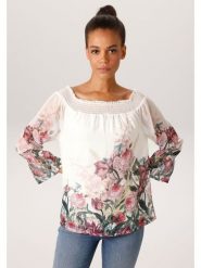 Aniston Bluzka w kolorze kremowo-różowym rozmiar: 40. Brązowe bluzki Aniston, bez wzorów, bez kołnierzyka, bez ramiączek. Za 130.99 zł.