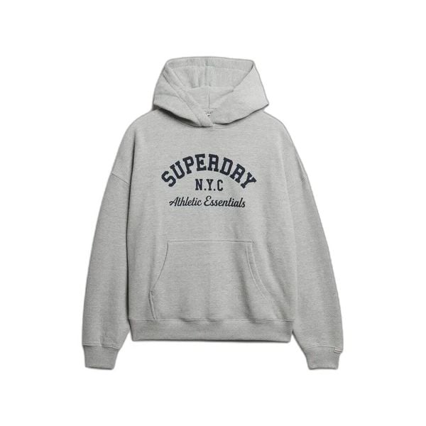 Bluza damska z kapturem Superdry Athletic Essentials Relax. Szare bluzy Superdry, m, bez wzorów, prążkowane, z kapturem. Za 293.45 zł.