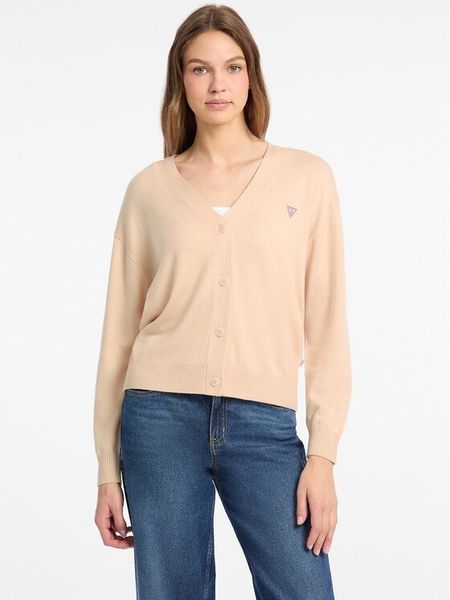 Guess Jeans Sweter 168521 Beżowy Classic Fit. Brązowe swetry Guess Jeans, s, z aplikacjami, z jeansu, bez ramiączek. Za 209.99 zł.