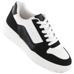 Buty sportowe sneakersy damskie biało czarne panda McBraun 23263. Białe obuwie sportowe McBraun, ze skóry ekologicznej, bez zapięcia. Za 64.00 zł.