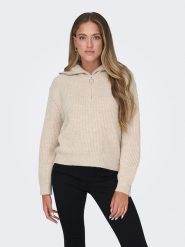 ONLY Sweter "Baker" w kolorze beżowym rozmiar: XL. Brązowe swetry Only, xl, bez wzorów, ze splotem, bez ramiączek. Za 112.45 zł.