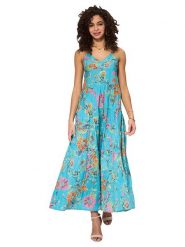 Aller Simplement Sukienka w kolorze turkusowym ze wzorem rozmiar: 38/40. Niebieskie sukienki Aller Simplement, bez wzorów, z bawełny, bez kołnierzyka, bez ramiączek, maxi. Za 100.99 zł.