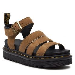 Sandały Dr. Martens. Brązowe sandały Dr. Martens, bez wzorów, bez obcasa, na płaskiej podeszwie, bez zapięcia. Za 399.99 zł.
