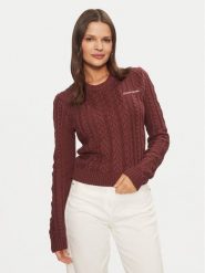 Guess Jeans Sweter W4BR13 Z3HN2 Bordowy Regular Fit. Czerwone swetry Guess Jeans, xl, z aplikacjami, z jeansu, bez ramiączek. Za 209.99 zł.
