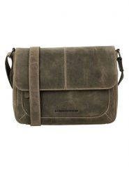 HIDE & STITCHES Skórzana torebka "Idaho" w kolorze khaki - 27 x 21 x 7 cm rozmiar: onesize. Brązowe torby na ramię HIDE & STITCHES, bez wzorów, z materiału, na ramię, bez dodatków. Za 217.99 zł.