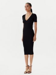 Elisabetta Franchi Sukienka dzianinowa AM-53S-51E2 Czarny Slim Fit. Czarne sukienki Elisabetta Franchi, s, bez wzorów, z dzianiny, bez kołnierzyka, bez ramiączek. Za 1,049.00 zł.