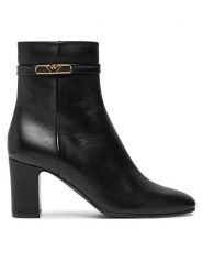 Emporio Armani Botki X3N185 XF271 00002 Czarny. Czarne botki Emporio Armani, bez wzorów, ze skóry, bez obcasa, na słupku, bez zapięcia. Za 2,649.00 zł.
