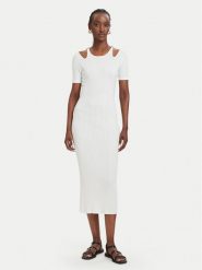 Fracomina Sukienka dzianinowa FJ26SD5001K56501 Kremowy Slim Fit. Białe sukienki Fracomina, m, bez wzorów, z dzianiny, bez kołnierzyka, bez ramiączek. Za 499.99 zł.