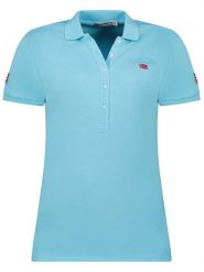 Geographical Norway Koszulka polo "Kely" w kolorze błękitnym rozmiar: S. Niebieskie bluzki Geographical Norway, s, bez wzorów, z bawełny, bez kołnierzyka, bez ramiączek. Za 74.81 zł.