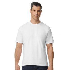 Koszulka Unisex Dla Dorosłych Softstyle Plain Midweight T-shirt. Białe t-shirty GILDAN, bez wzorów, bez kołnierzyka, bez ramiączek. Za 38.99 zł.