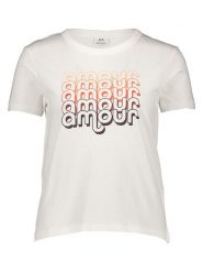 JDY Koszulka "Michigan Life" w kolorze białym rozmiar: L. Białe bluzki JDY, l, bez wzorów, z bawełny, bez kołnierzyka, bez ramiączek. Za 48.28 zł.