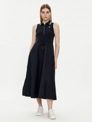 Tommy Hilfiger Sukienka letnia WW0WW41272 Granatowy Regular Fit. Niebieskie sukienki TOMMY HILFIGER, na lato, s, bez wzorów, z bawełny, bez kołnierzyka, bez ramiączek. Za 399.99 zł.
