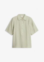 Bluzka w stylu tuniki, lekko prześwitująca. Białe bluzki bonprix, bez wzorów, bez kołnierzyka, bez ramiączek. Za 37.99 zł.