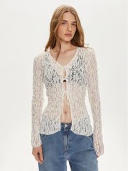 Gina Tricot Bluzka 24084 Biały Regular Fit. Białe bluzki Gina Tricot, l, bez wzorów, z syntetyku, bez kołnierzyka, bez ramiączek. Za 109.99 zł.