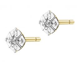 Kolczyki z żółtego złota z diamentami - 0,004 ct - próba 375. Żółte kolczyki Apart, z diamentem, złote. Za 599.00 zł.