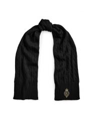 LAUREN RALPH LAUREN Szalik 454P04456003 Czarny. Czarne rękawiczki Lauren Ralph Lauren, bez wzorów, z materiału. Za 379.99 zł.