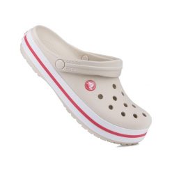 Sandały unisex na basen Crocs CROCBAND. Białe sandały Crocs, bez wzorów, z materiału, sportowe, bez obcasa, bez zapięcia. W wyprzedaży za 219.00 zł.