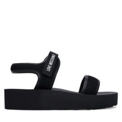 Sandały LOVE MOSCHINO. Czarne sandały Love Moschino, bez wzorów, bez obcasa, na płaskiej podeszwie, bez zapięcia. Za 839.99 zł.