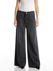 Replay Dżinsy - Wide Leg fit - w kolorze czarnym rozmiar: W33/L32. Czarne jeansy Replay, l, z aplikacjami. Za 354.95 zł.