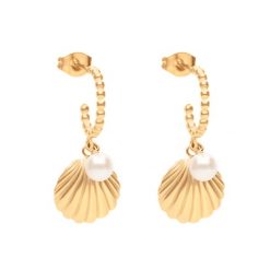 Kolczyki Venus 2,8 cm pozłacane. Białe kolczyki Lilou, z perłą, pozłacane. Za 189.00 zł.