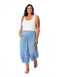 Aller Simplement Spodnie w kolorze niebiesko-białym rozmiar: 50/52. Niebieskie spodnie materiałowe Aller Simplement, bez wzorów, z materiału, z podwyższonym stanem. Za 56.99 zł.