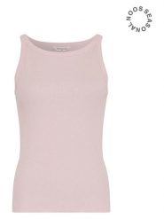 MOSS COPENHAGEN Top dzianinowy w kolorze jasnoróżowym rozmiar: S/M. Różowe topy Moss Copenhagen, m, bez wzorów, z dzianiny, bez kołnierzyka, bez ramiączek. Za 98.95 zł.