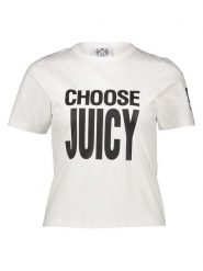 Juicy Couture Koszulka w kolorze białym rozmiar: M. Białe bluzki Juicy Couture, m, bez wzorów, z bawełny, bez kołnierzyka, bez ramiączek. Za 118.56 zł.