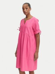 Iconique Sukienka letnia Jade IC26-077 Różowy ciemny Relaxed Fit. Czerwone sukienki Iconique, na lato, s, bez wzorów, z bawełny, bez kołnierzyka, bez ramiączek. Za 529.99 zł.