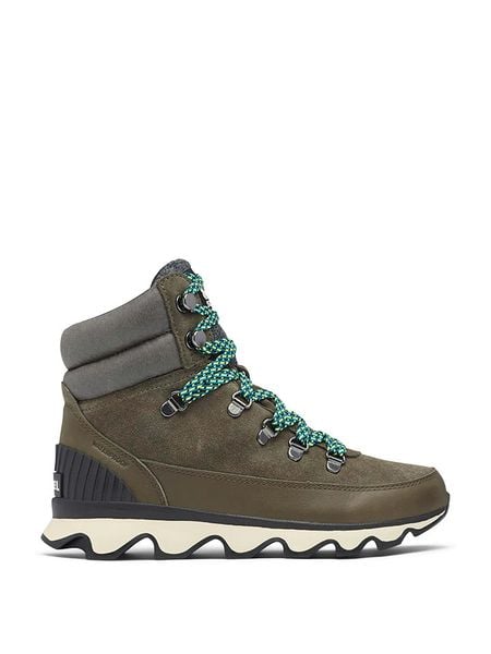Sorel Skórzane botki "Kinetic" w kolorze khaki rozmiar: 37,5. Brązowe botki Sorel, bez wzorów, z materiału, bez obcasa, na platformie, bez zapięcia. Za 354.95 zł.