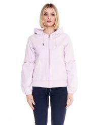 Błyszcząca damska bluza z kapturem zapinana na zamek. Czerwone bluzy LEONE 1947 APPAREL, l, bez wzorów, z bawełny, z kapturem. Za 105.21 zł.